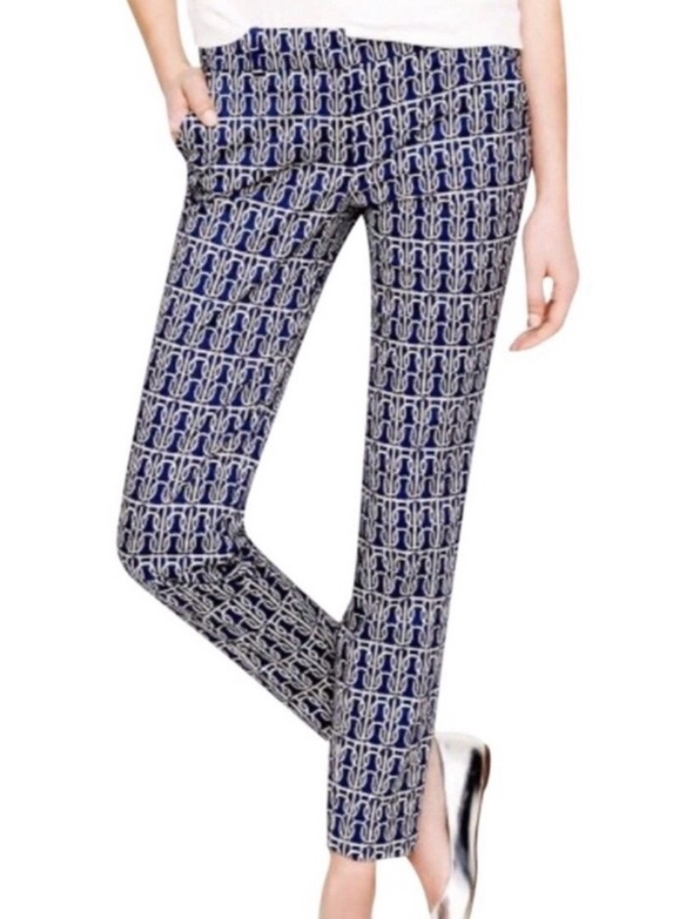 JCrew Cafe Capri Nautical Print Pants Women’s Size 4